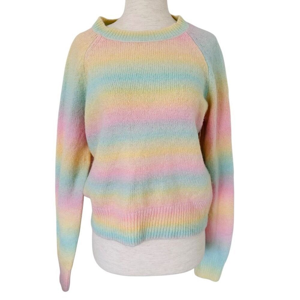 BB Dakota Steve Madden Women Medium M Ombre Pastel Rainbow Sweater Pullover